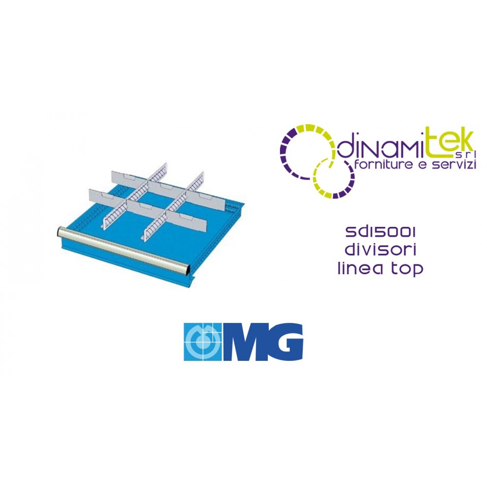 SD15001 SEPARATORI PER CASSETTI mm 150 CON 2 DIVISORI FESSURATI 36 U 6 DIVISORI TRASVERSALI 12 U MG LINEA TOP Dinamitek 1
