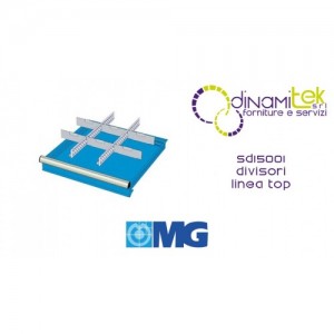 SD15001 SEPARATORI PER CASSETTI mm 150 CON 2 DIVISORI FESSURATI 36 U 6 DIVISORI TRASVERSALI 12 U MG LINEA TOP Dinamitek 1