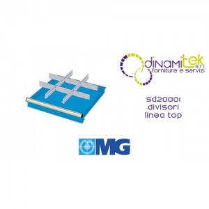 SD20001 SEPARATORI PER CASSETTI mm 200 CON 2 DIVISORI FESSURATI 36 U 6 DIVISORI TRASVERSALI 12 U MG LINEA TOP Dinamitek 1
